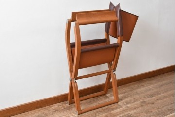 中古　フランス　HERMES(エルメス)　PIPPAシリーズ　木の温もりでレザーのしなやかさを楽しむフォールディングチェア　現行定価約350万円相当　(R-084688)