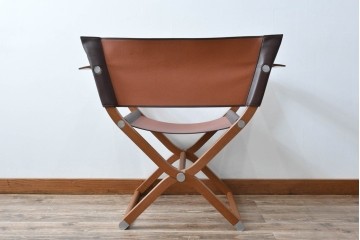 中古　フランス　HERMES(エルメス)　PIPPAシリーズ　木の温もりでレザーのしなやかさを楽しむフォールディングチェア　現行定価約350万円相当　(R-084688)