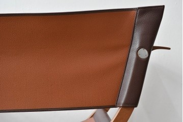 中古　フランス　HERMES(エルメス)　PIPPAシリーズ　木の温もりでレザーのしなやかさを楽しむフォールディングチェア　現行定価約350万円相当　(R-084688)