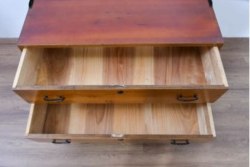 和製ビンテージ　専門店にてリペア済　前面桐材　和の美を纏うローチェスト(R-084693)
