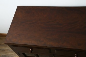 中古　超美品!!　特注　松本民芸家具　ぶ厚い天板でインテリアの主役になるサイドボード　定価約65万円相当　(R-084695)