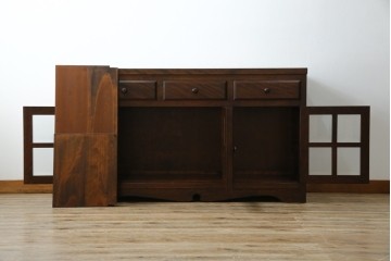 中古　超美品!!　特注　松本民芸家具　ぶ厚い天板でインテリアの主役になるサイドボード　定価約65万円相当　(R-084695)