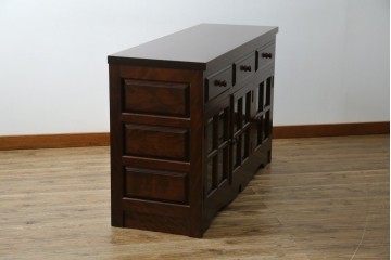 中古　超美品!!　特注　松本民芸家具　ぶ厚い天板でインテリアの主役になるサイドボード　定価約65万円相当　(R-084695)