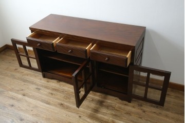 中古　超美品!!　特注　松本民芸家具　ぶ厚い天板でインテリアの主役になるサイドボード　定価約65万円相当　(R-084695)