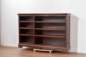 中古　超美品!!　特注品　松本民芸家具　ぶ厚い棚板と深みのある木目が空間を上品に引き立てる収納棚(サイドキャビネット、オープンラック、飾り棚)(定価約50万円)(R-084696)