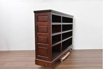 中古　超美品!!　特注品　松本民芸家具　ぶ厚い棚板と深みのある木目が空間を上品に引き立てる収納棚(サイドキャビネット、オープンラック、飾り棚)(定価約50万円)(R-084696)