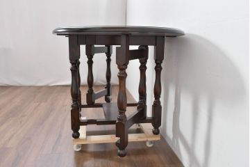 中古　超美品　松本民芸家具　M型バタフライ卓(楕円)　凝った脚のデザインが目を惹くバタフライテーブル(ドロップリーフテーブル、エクステンションテーブル、食卓、ダイニングテーブル、2人掛け、4人掛け、2人用、4人用)(定価約28万)(R-084701)