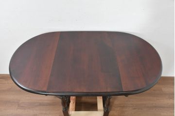 中古　超美品　松本民芸家具　M型バタフライ卓(楕円)　凝った脚のデザインが目を惹くバタフライテーブル(ドロップリーフテーブル、エクステンションテーブル、食卓、ダイニングテーブル、2人掛け、4人掛け、2人用、4人用)(定価約28万)(R-084701)