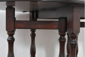 中古　超美品　松本民芸家具　M型バタフライ卓(楕円)　凝った脚のデザインが目を惹くバタフライテーブル(ドロップリーフテーブル、エクステンションテーブル、食卓、ダイニングテーブル、2人掛け、4人掛け、2人用、4人用)(定価約28万)(R-084701)