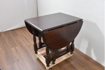 中古　超美品　松本民芸家具　M型バタフライ卓(楕円)　凝った脚のデザインが目を惹くバタフライテーブル(ドロップリーフテーブル、エクステンションテーブル、食卓、ダイニングテーブル、2人掛け、4人掛け、2人用、4人用)(定価約28万)(R-084701)