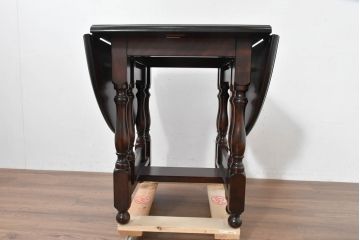 中古　超美品　松本民芸家具　M型バタフライ卓(楕円)　凝った脚のデザインが目を惹くバタフライテーブル(ドロップリーフテーブル、エクステンションテーブル、食卓、ダイニングテーブル、2人掛け、4人掛け、2人用、4人用)(定価約28万)(R-084701)