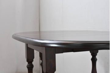 中古　超美品　松本民芸家具　M型バタフライ卓(楕円)　凝った脚のデザインが目を惹くバタフライテーブル(ドロップリーフテーブル、エクステンションテーブル、食卓、ダイニングテーブル、2人掛け、4人掛け、2人用、4人用)(定価約28万)(R-084701)
