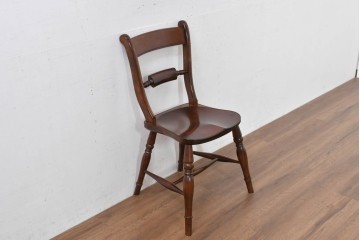 中古　超美品　松本民芸家具　背貫のデザインが目を引くB型ワイコムチェア　定価約12万円相当　(R-084706)