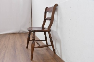 中古　超美品　松本民芸家具　背貫のデザインが目を引くB型ワイコムチェア　定価約12万円相当　(R-084706)