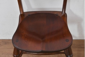 中古　超美品　松本民芸家具　背貫のデザインが目を引くB型ワイコムチェア　定価約12万円相当　(R-084706)