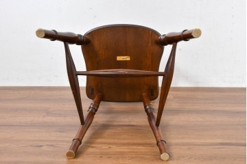 中古　超美品　松本民芸家具　背貫のデザインが目を引くB型ワイコムチェア　定価約12万円相当　(R-084706)