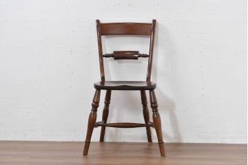 中古　超美品　松本民芸家具　背貫のデザインが目を引くB型ワイコムチェア　定価約12万円相当　(R-084706)