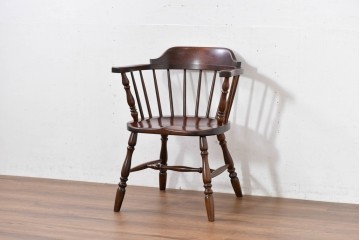 中古　美品　松本民芸家具　#91型　落ち着きのある大人カフェ風インテリアが叶うキャプテンチェア　定価約13万円相当　(R-084707)