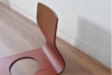 中古　美品　天童木工(Tendo)　欅材　継ぎ目のない一体感ある美しいラインが魅力の座椅子6脚　セット定価約16万円相当　(R-084711)