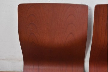 中古　美品　天童木工(Tendo)　欅材　継ぎ目のない一体感ある美しいラインが魅力の座椅子6脚　セット定価約16万円相当　(R-084711)