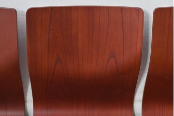 中古　美品　天童木工(Tendo)　欅材　継ぎ目のない一体感ある美しいラインが魅力の座椅子6脚　セット定価約16万円相当　(R-084711)