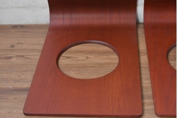 中古　美品　天童木工(Tendo)　欅材　継ぎ目のない一体感ある美しいラインが魅力の座椅子6脚　セット定価約16万円相当　(R-084711)