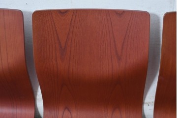 中古　美品　天童木工(Tendo)　欅材　継ぎ目のない一体感ある美しいラインが魅力の座椅子6脚　セット定価約16万円相当　(R-084711)