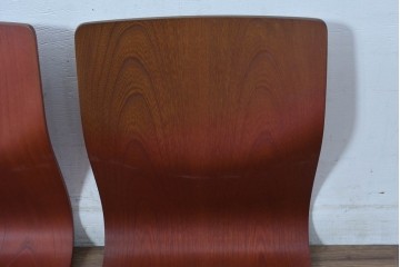 中古　美品　天童木工(Tendo)　欅材　継ぎ目のない一体感ある美しいラインが魅力の座椅子6脚　セット定価約16万円相当　(R-084711)