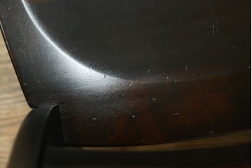 中古　北海道民芸家具　HM645　背板の波打つようなデザインがユニークなラダーバックチェア4脚セット　(R-084712)