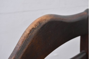 中古　北海道民芸家具　HM645　背板の波打つようなデザインがユニークなラダーバックチェア4脚セット　(R-084712)