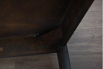 中古　北海道民芸家具　HM645　背板の波打つようなデザインがユニークなラダーバックチェア4脚セット　(R-084712)