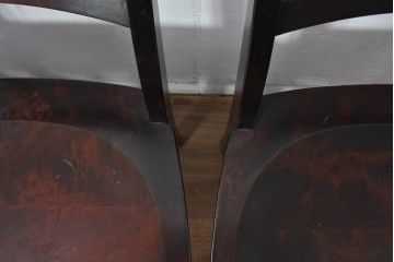 中古　北海道民芸家具　HM645　背板の波打つようなデザインがユニークなラダーバックチェア4脚セット　(R-084712)