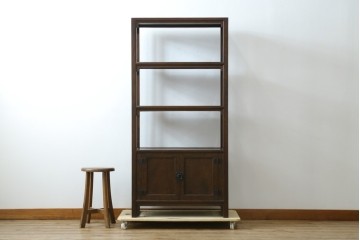 中古　美品　松本民芸家具　和モダンな佇まいが目を引くJ型朝鮮棚　定価約45万円　(R-084714)