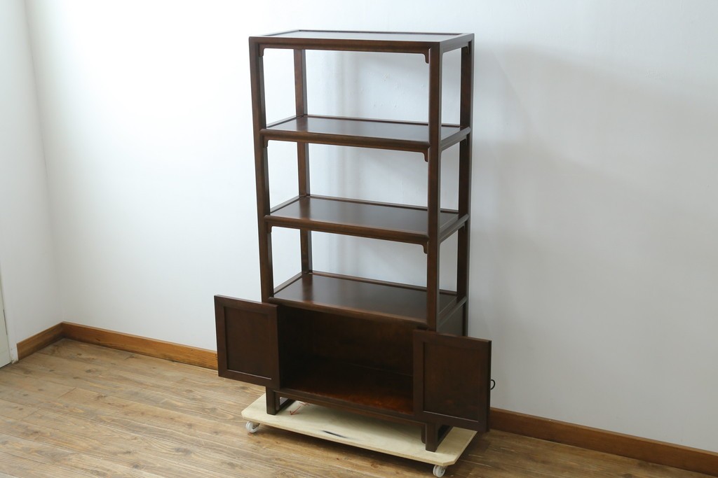 中古　美品　松本民芸家具　和モダンな佇まいが目を引くJ型朝鮮棚　定価約45万円　(R-084714)