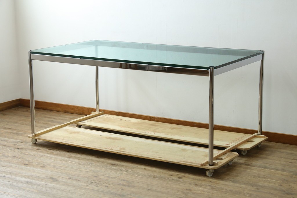 中古　美品　USMハラー(USM Haller)　幅1750㎜　ガラストップテーブル　(R-084715)