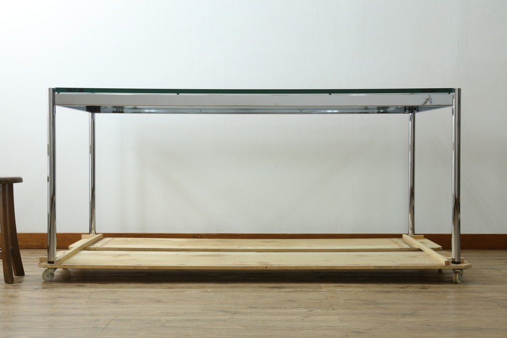 中古　美品　USMハラー(USM Haller)　幅1750㎜　ガラストップテーブル　(R-084715)