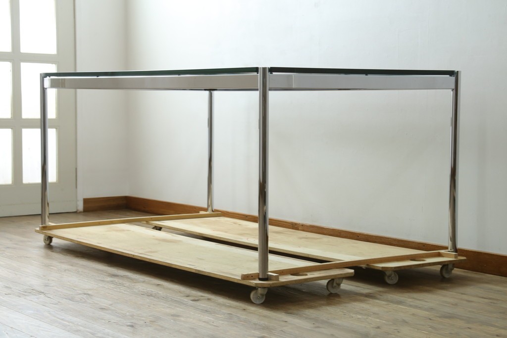 中古　美品　USMハラー(USM Haller)　幅1750㎜　ガラストップテーブル　(R-084715)