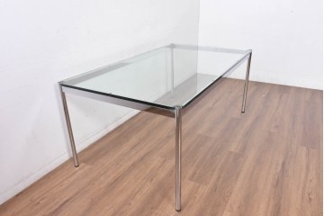 中古　美品　USMハラー(USM Haller)　シンプルモダンなガラストップテーブル　(R-084715)
