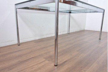 中古　美品　USMハラー(USM Haller)　シンプルモダンなガラストップテーブル　(R-084715)