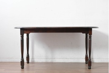 中古　希少な絶版品　北海道民芸家具　#475　木目が特徴的なダイニングテーブル　(R-084718)