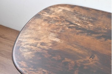 中古　希少な絶版品　北海道民芸家具　#475　木目が特徴的なダイニングテーブル　(R-084718)