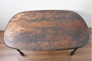 中古　希少な絶版品　北海道民芸家具　#475　木目が特徴的なダイニングテーブル　(R-084718)