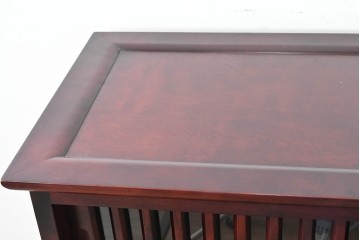 中古 美品 希少な廃番品 日向民芸家具 ミズメザクラ 和モダンデザインの格子戸付き水屋箪笥 (R-084720)
