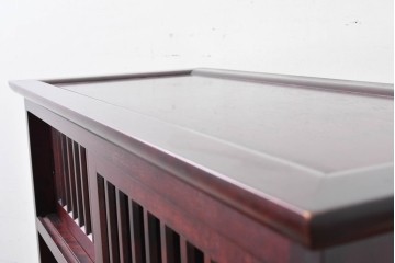 中古　美品　希少な廃番品　日向民芸家具　ミズメザクラ　和モダンデザインの格子戸付き水屋箪笥　(R-084720)