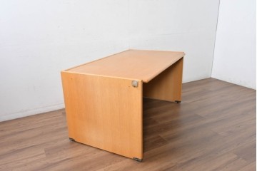 中古 北海道旭川家具 インテリアセンター(カンディハウス)  オーク材 取り外しパネル付き ナチュラルモダンなデスクとワゴンのセット (R-084724)