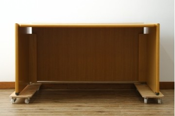 中古　北海道旭川家具　CONDE HOUSE(カンディハウス)　インテリアセンター　オーク材　取り外しパネル付き　ナチュラルモダンなデスクとワゴンのセット　(R-084725)