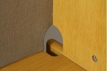 中古　北海道旭川家具　CONDE HOUSE(カンディハウス)　インテリアセンター　オーク材　取り外しパネル付き　ナチュラルモダンなデスクとワゴンのセット　(R-084725)
