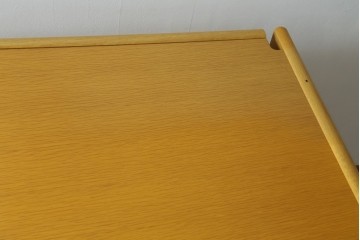 中古　北海道旭川家具　CONDE HOUSE(カンディハウス)　インテリアセンター　オーク材　取り外しパネル付き　ナチュラルモダンなデスクとワゴンのセット　(R-084725)