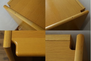 中古　北海道旭川家具　CONDE HOUSE(カンディハウス)　インテリアセンター　オーク材　取り外しパネル付き　ナチュラルモダンなデスクとワゴンのセット　(R-084725)