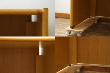 中古　北海道旭川家具　CONDE HOUSE(カンディハウス)　インテリアセンター　オーク材　取り外しパネル付き　ナチュラルモダンなデスクとワゴンのセット　(R-084725)